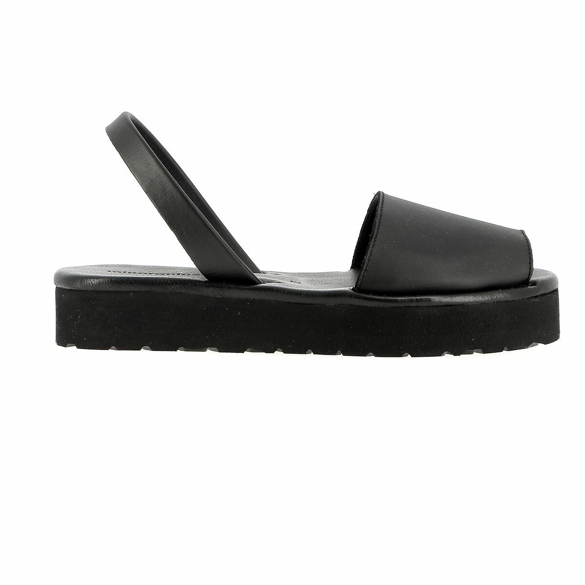 Sandalen in leer zool Avarca Platja Plateforme zwart, MINORQUINES