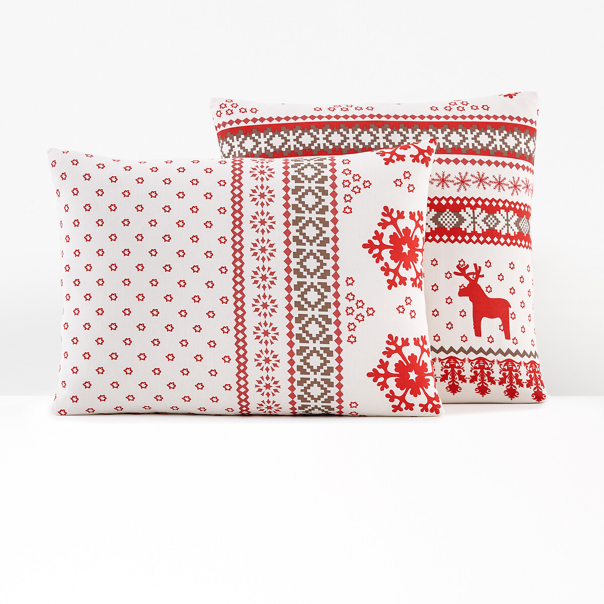 Taie d'oreiller coton, Ovelis rouge/gris, SO'HOME
