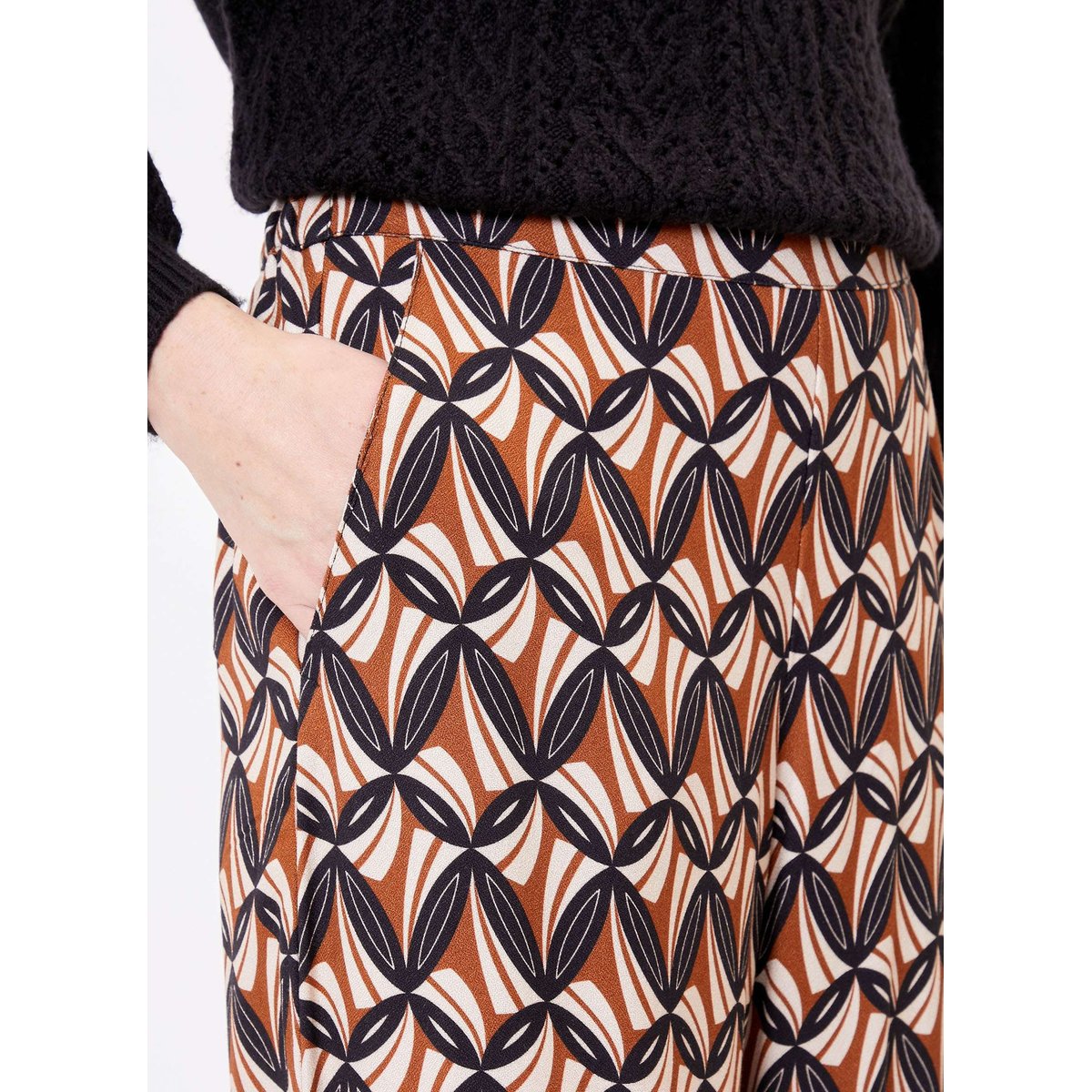 Pantalon imprimé large fluide ALEX beige eol, PRINCESSE NOMADE