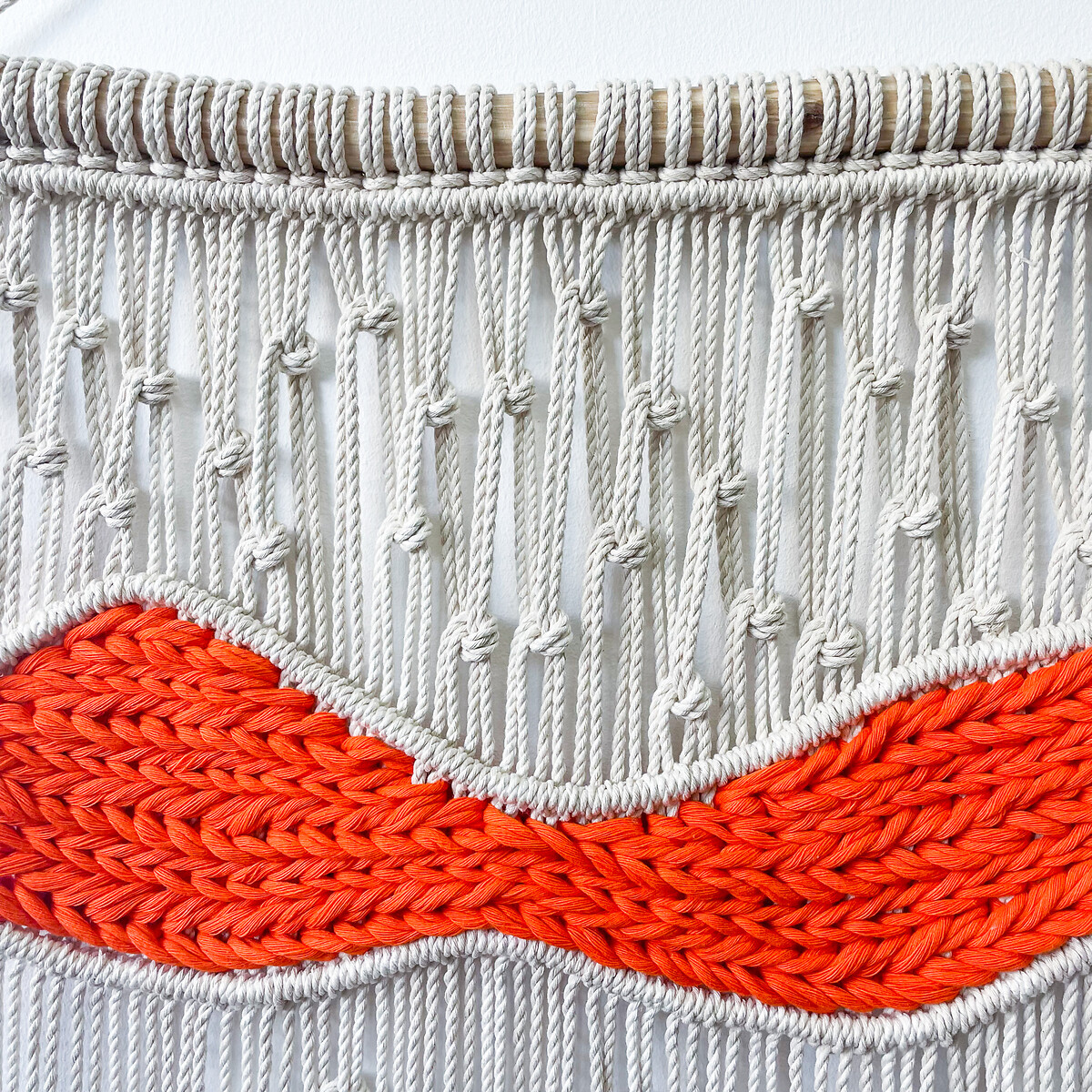 Decoração de parede em macramé SUNSET, Macramar natural/laranja, MACRAMAR