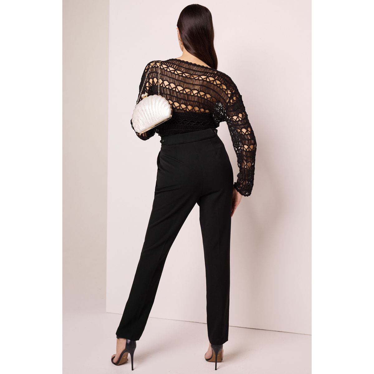 Pantalon ajusté coupe sablier noir, NEXT
