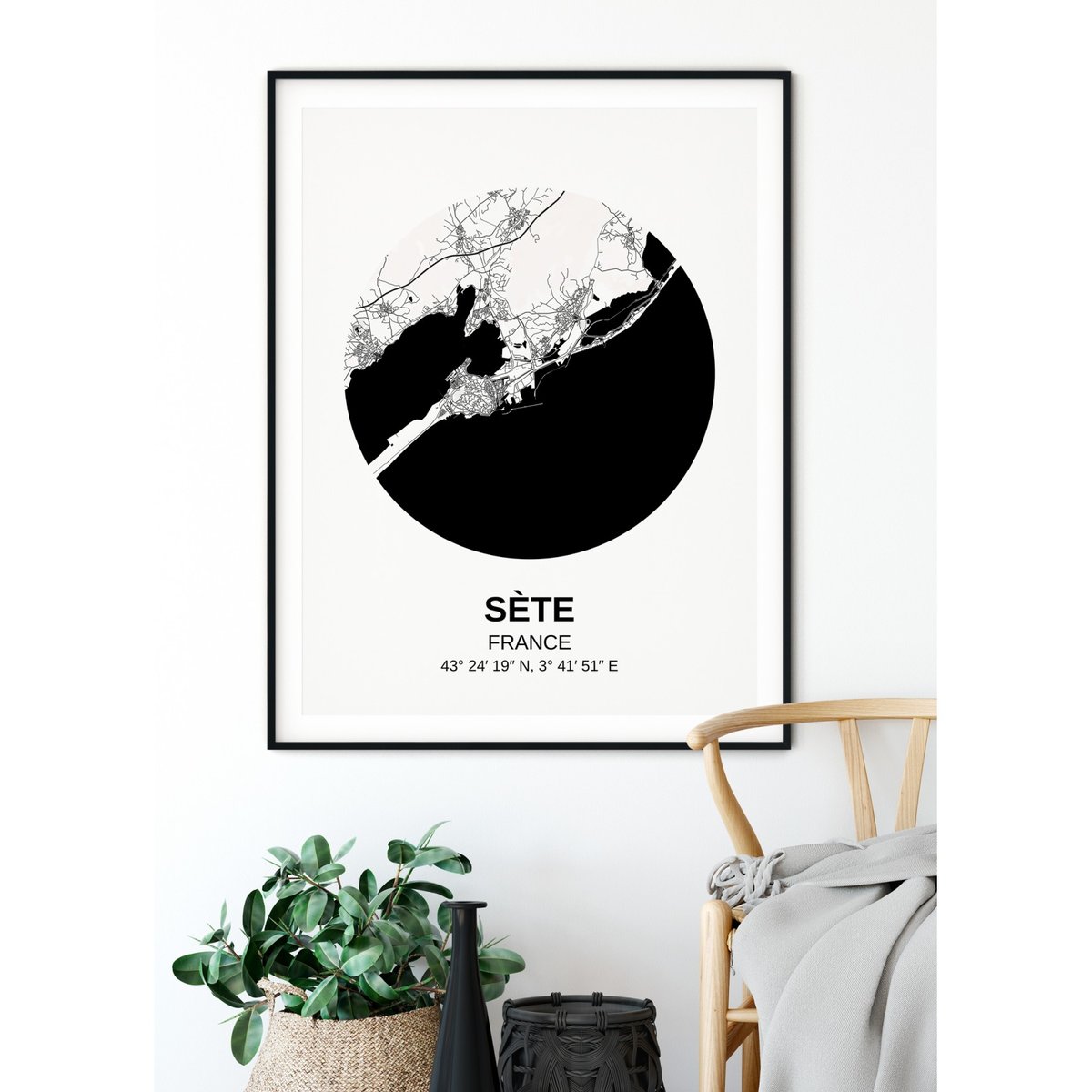 Affiche Carte Sète blanc, L'AFFICHERIE