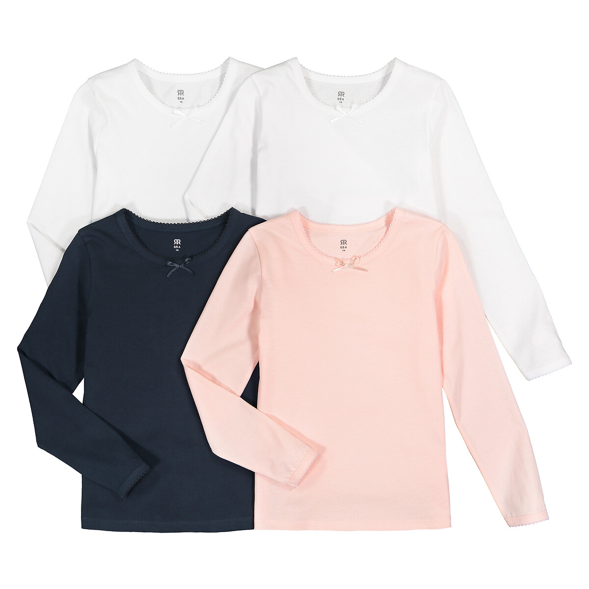 Pack of 4 T-Shirts white + navy + pink, LA REDOUTE COLLECTIONS