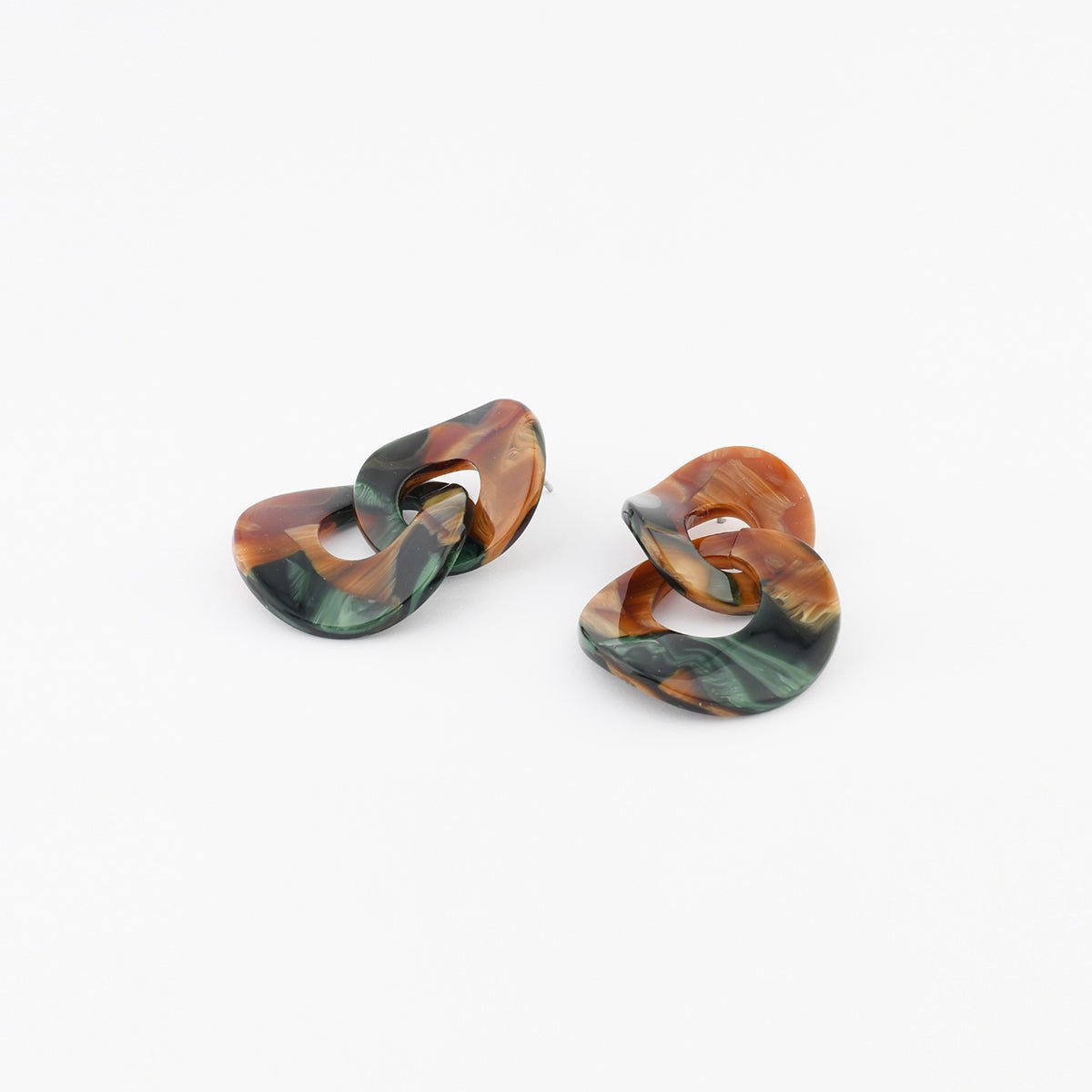 Boucles d'oreilles double cercle en résine vert, BALABOOSTE