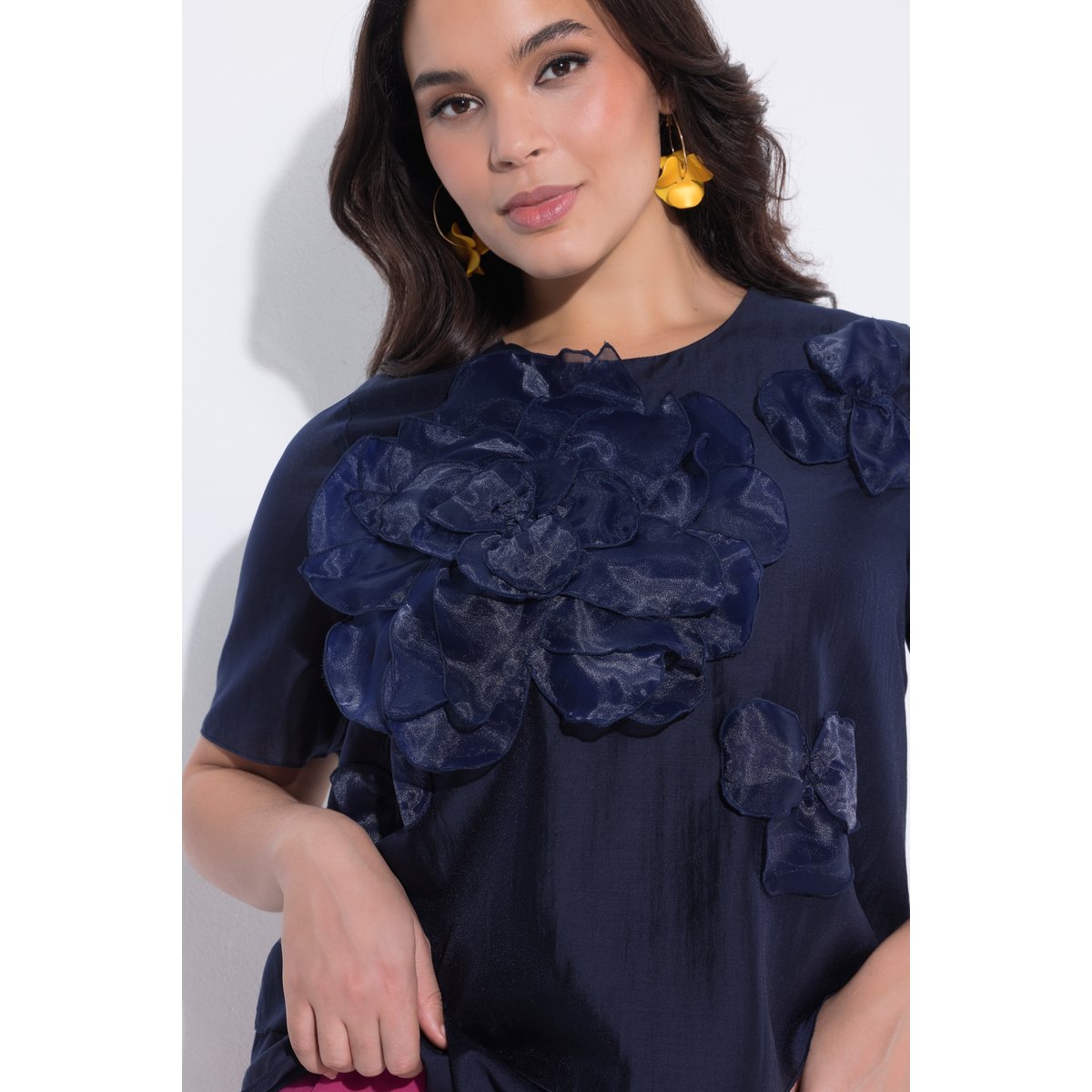 Blouse en mousseline marine, ULLA POPKEN