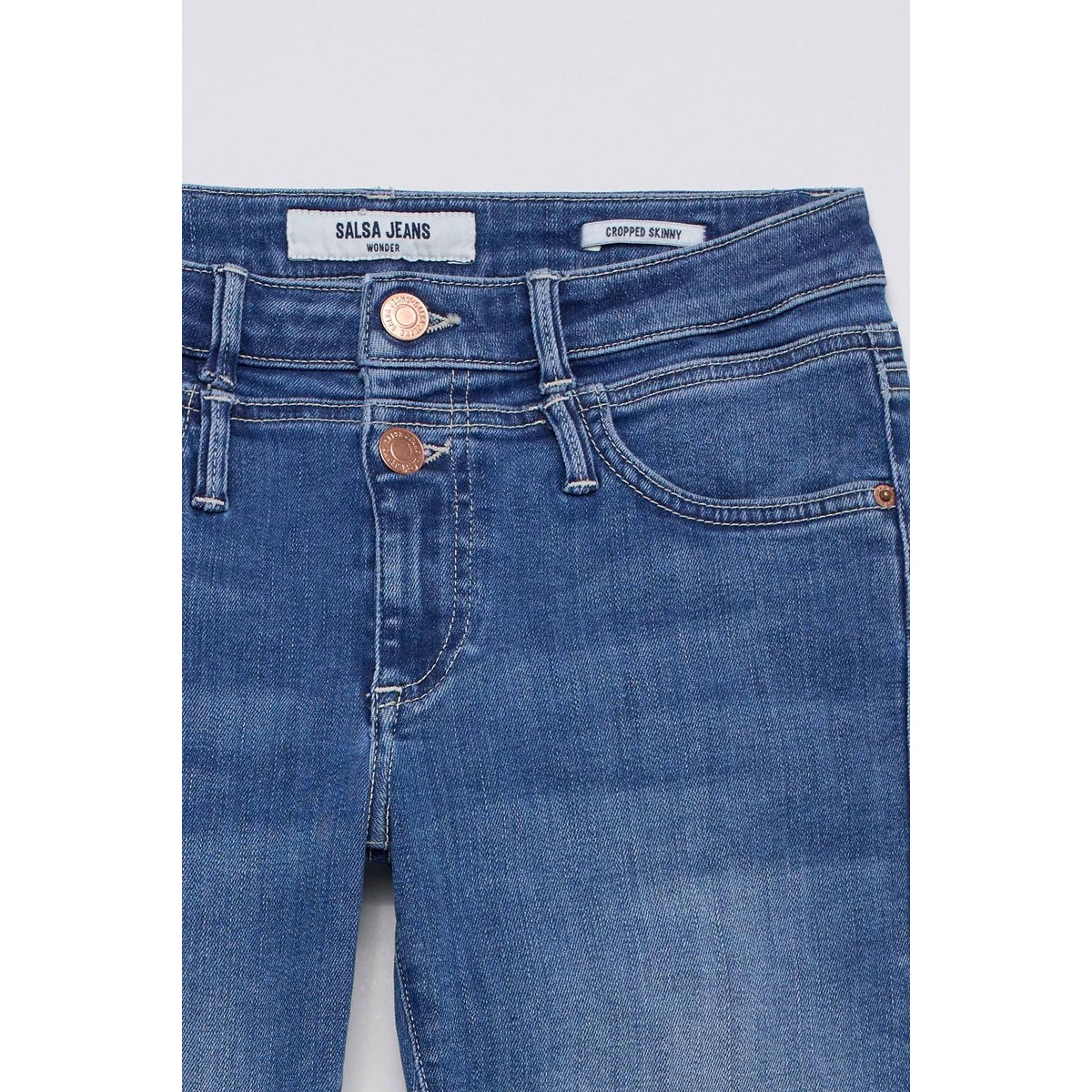 JEAN WONDER PUSH UP CROPPED SKINNY bleu, SALSA JEANS