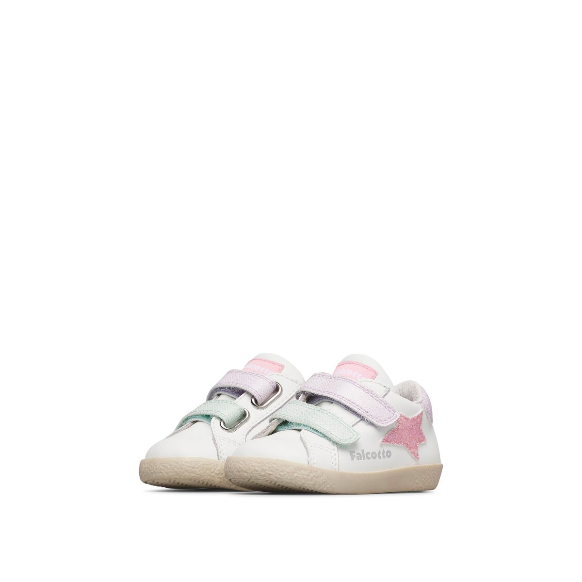 Sneakers en cuir et tissu ALNOITE 2 VL. blanc-rose-, FALCOTTO