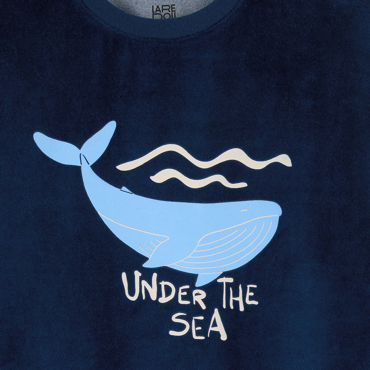 Lot de 2 pyjamas en velours, motifs baleine et rayures bleu/marine, LA REDOUTE COLLECTIONS