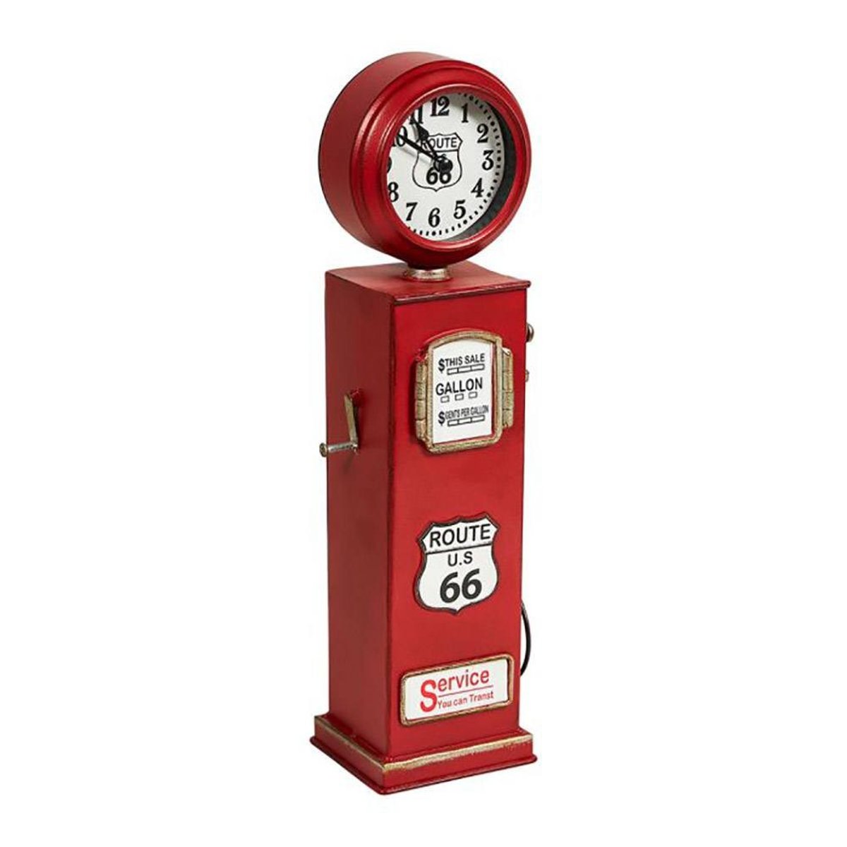 Horloge Métal Verre Route 66 rouge, DECORATIE