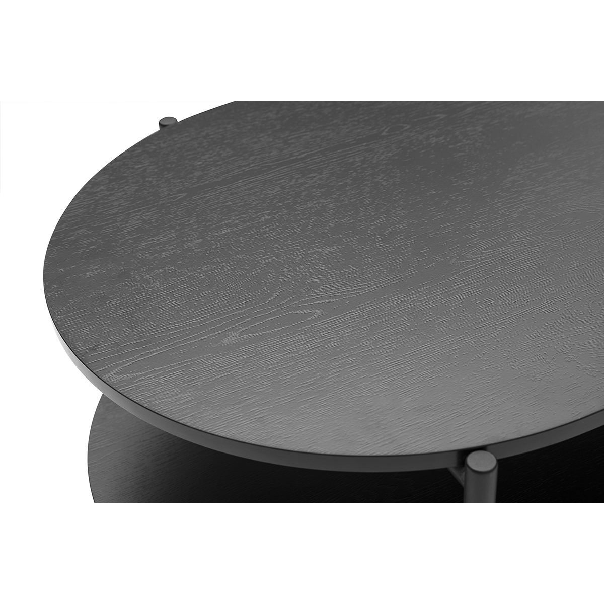 Table basse ovale finition bois foncé noyer et métal L115 cm BRUNA noir, MILIBOO