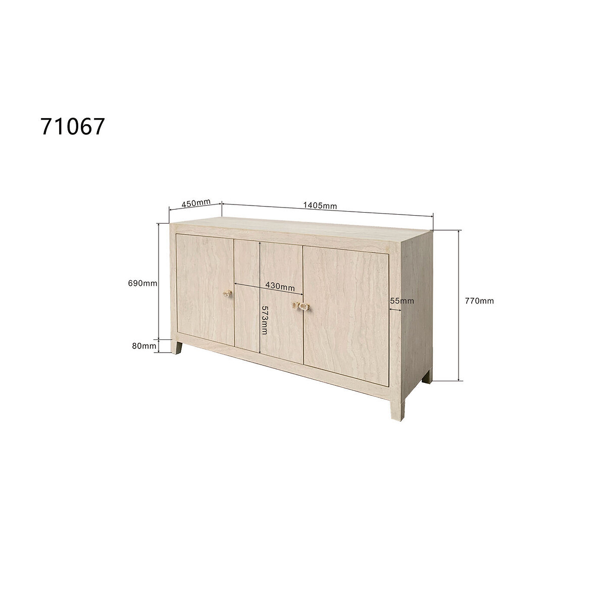 Credenza Travertino 140x77cm beige, KARE DESIGN