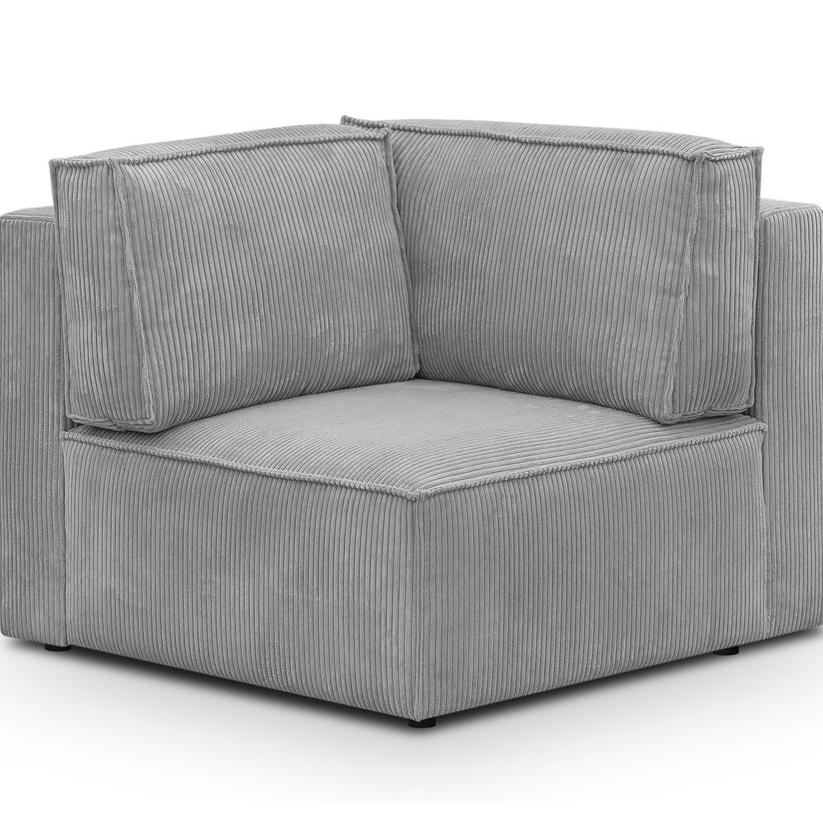 Module d'angle à gauche en velours côtelé - HARPER MOD gris clair, HOMIFAB