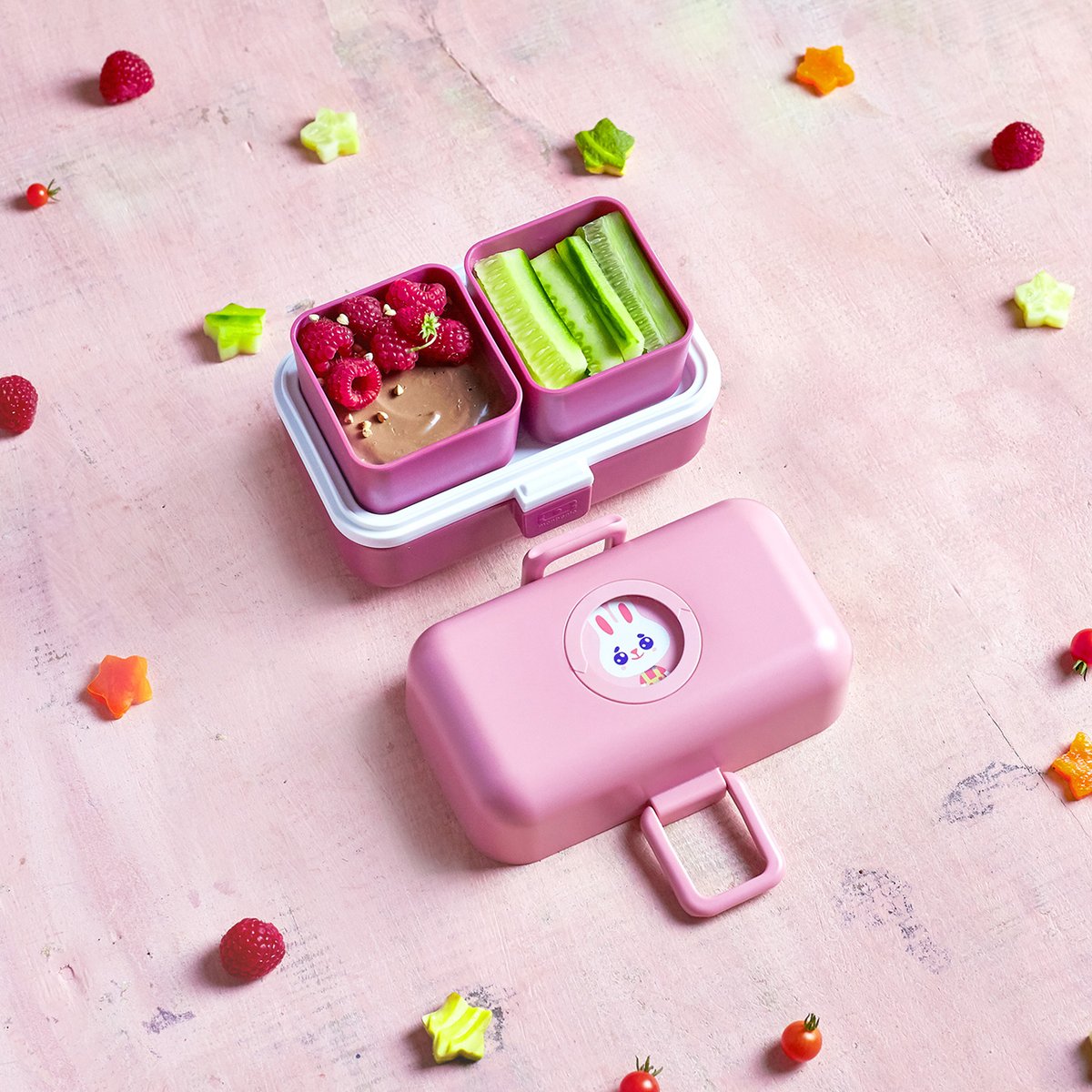 Lunch box à compartiments pour enfant 800ml, MB Tresor rose blush, MONBENTO