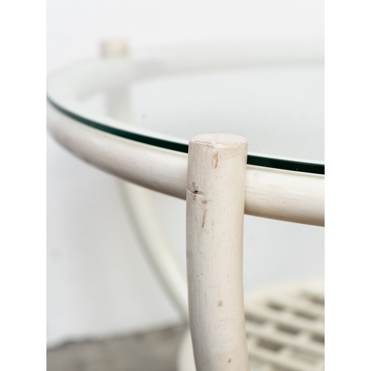 Table basse en rotin Léonie N°942 - Bon état blanc, DEBONGOUT