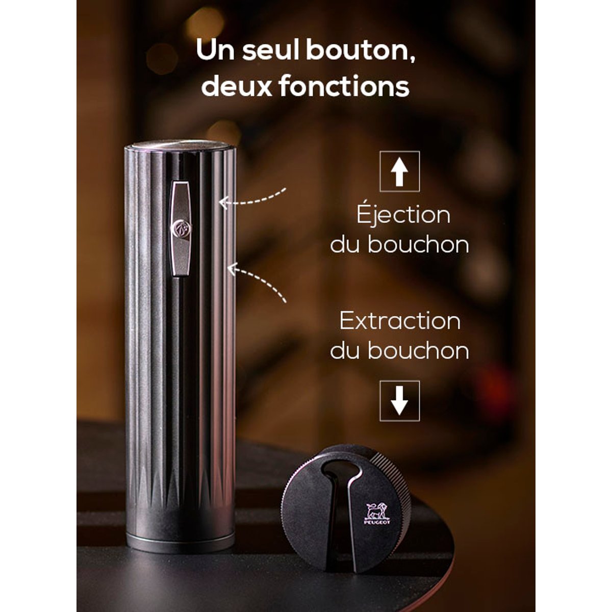 Tire-bouchon électrique rechargeable en ABS couleur unique, PEUGEOT