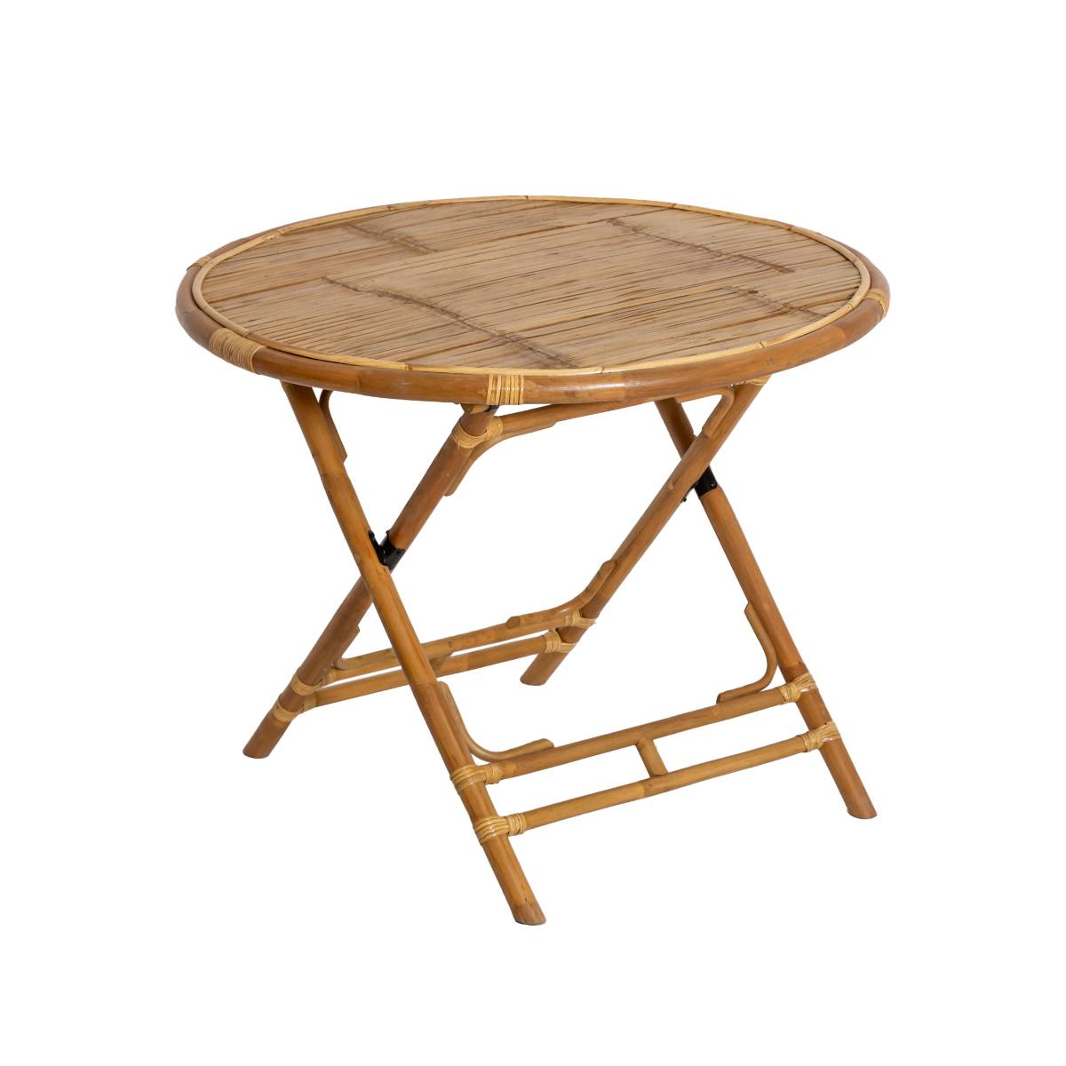 Table en bambou ronde SOLINE bois clair, MADE IN MEUBLES