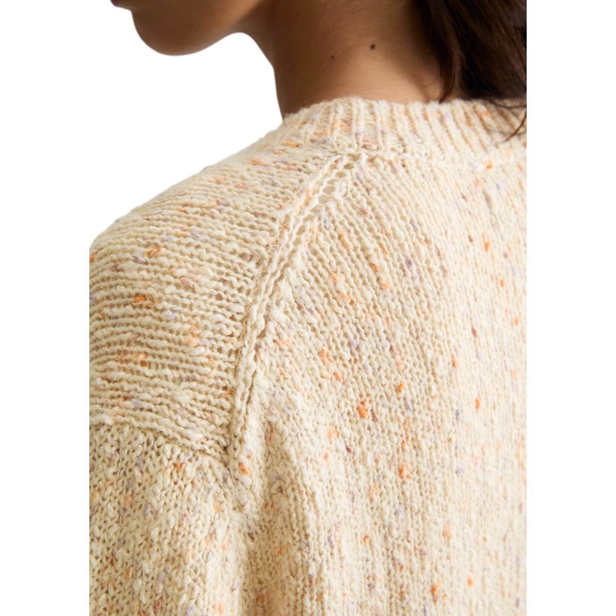 Cardigan en tweed coupe décontractée en mélange de coton et de laine vierge blanc, MARC O’POLO DENIM