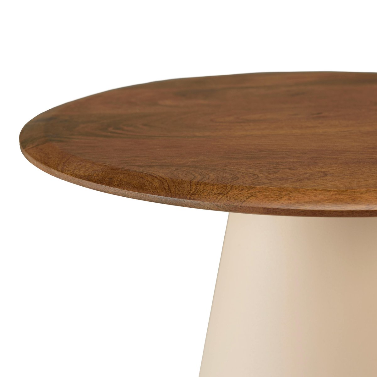 Table d'appoint 40 cm plateau en manguier pied ivoire TOSCA marron, PIER IMPORT