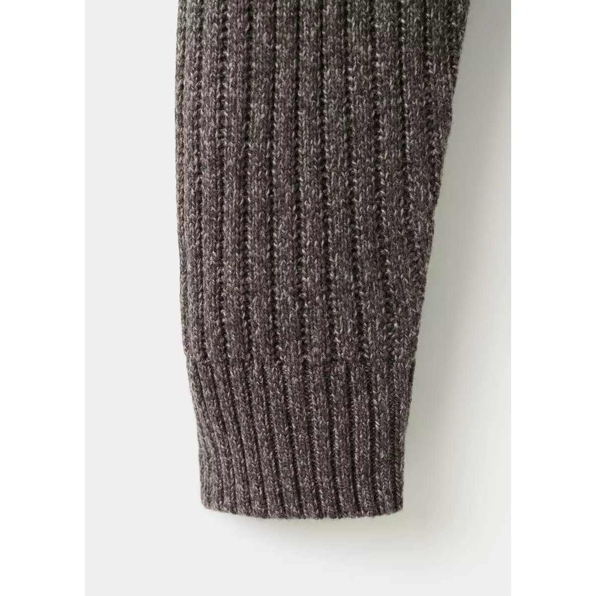 Cardigan maille côtelée à zip chocolat, MANGO MAN