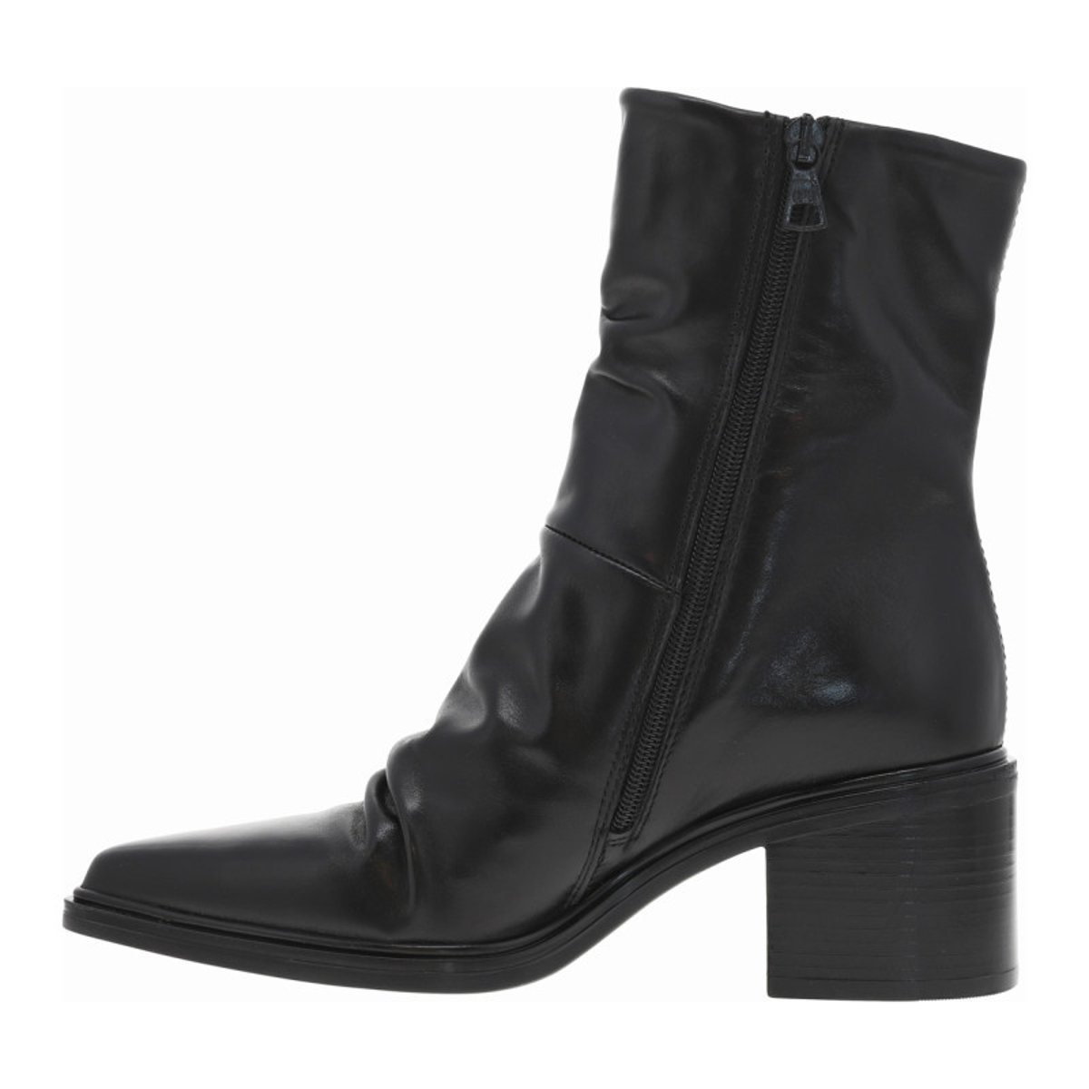 Bottes en cuir bordeaux avec semelle à talon décroché moyen et à zip noires, MJUS