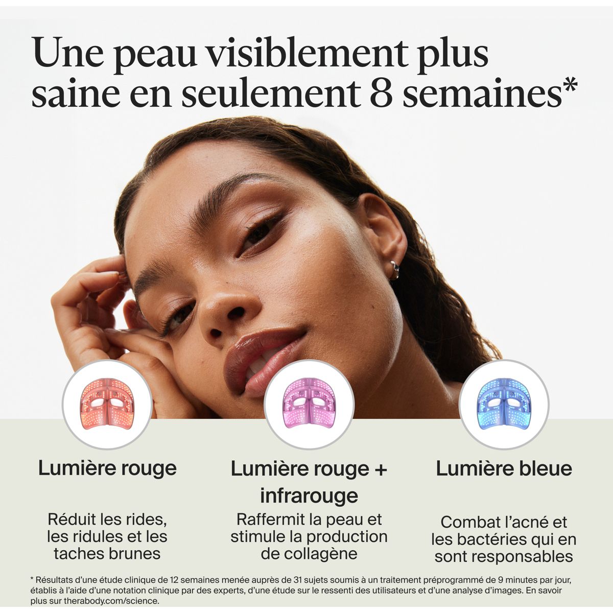 Masque LED Theraface Mask GLO couleur unique, THERAGUN