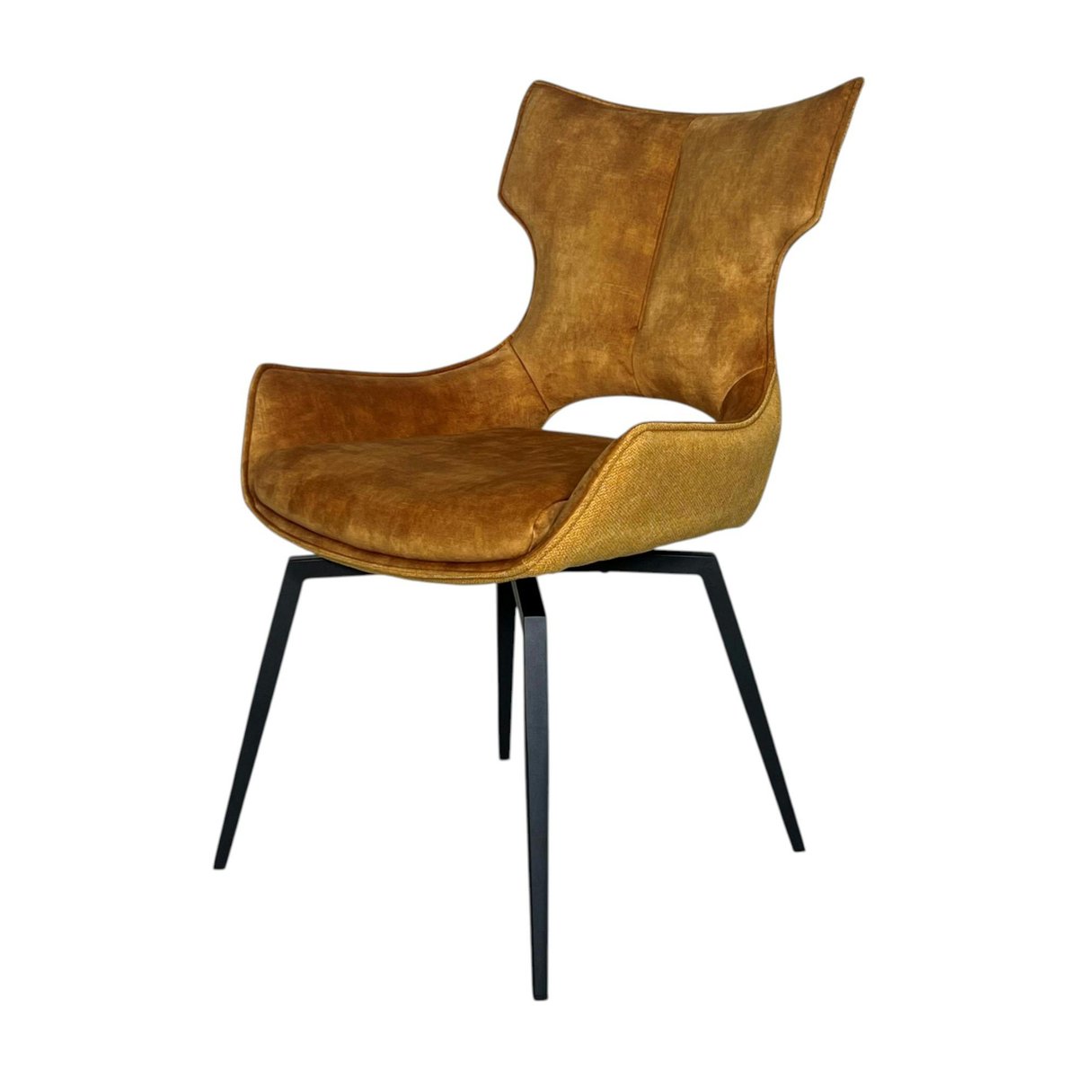 Chaise pivotante dorée bi-matière, dossier en T (lot de 2) LOMBARDIE doré, PIER IMPORT