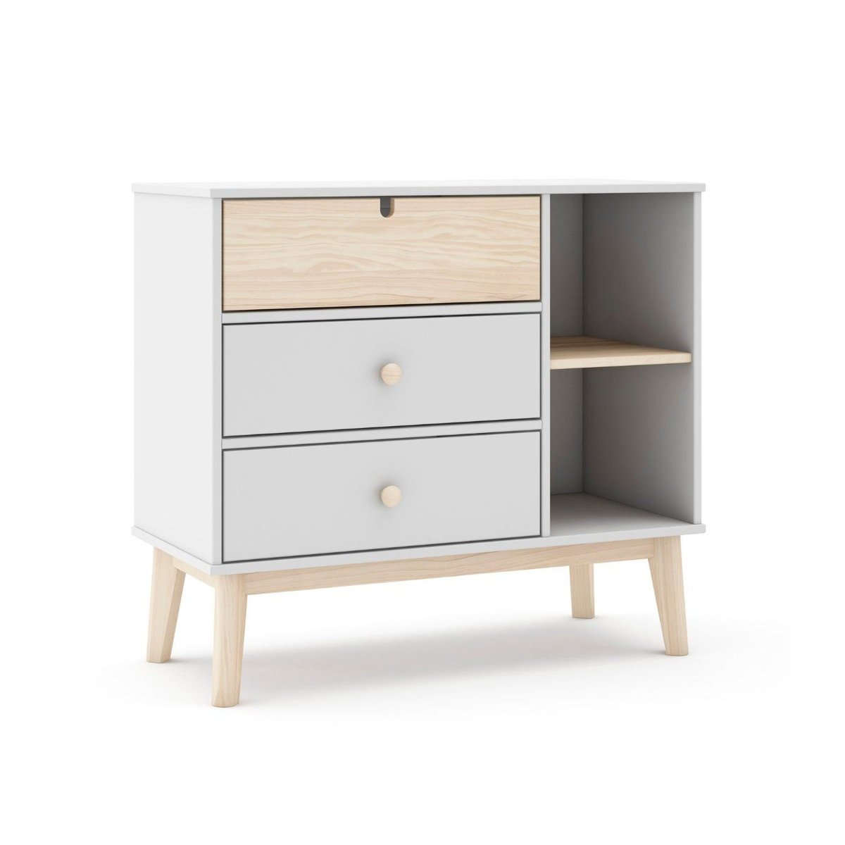 Commode 3 Tiroirs et 2 Niches L90 cm - Estefania blanc, CALICOSY