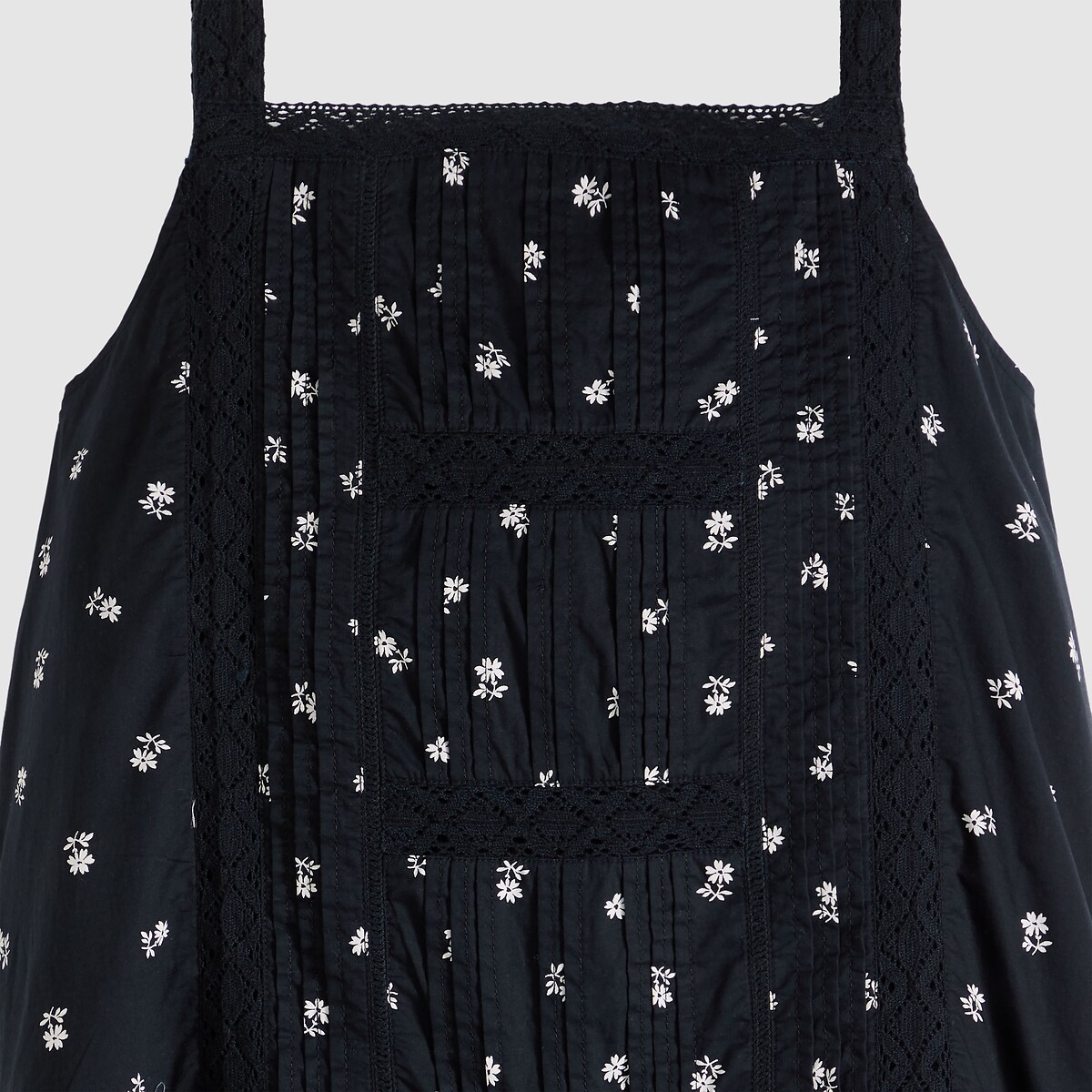 Vestido corto de tirantes, estampado floral estampado flores fondo negro, LEVI'S