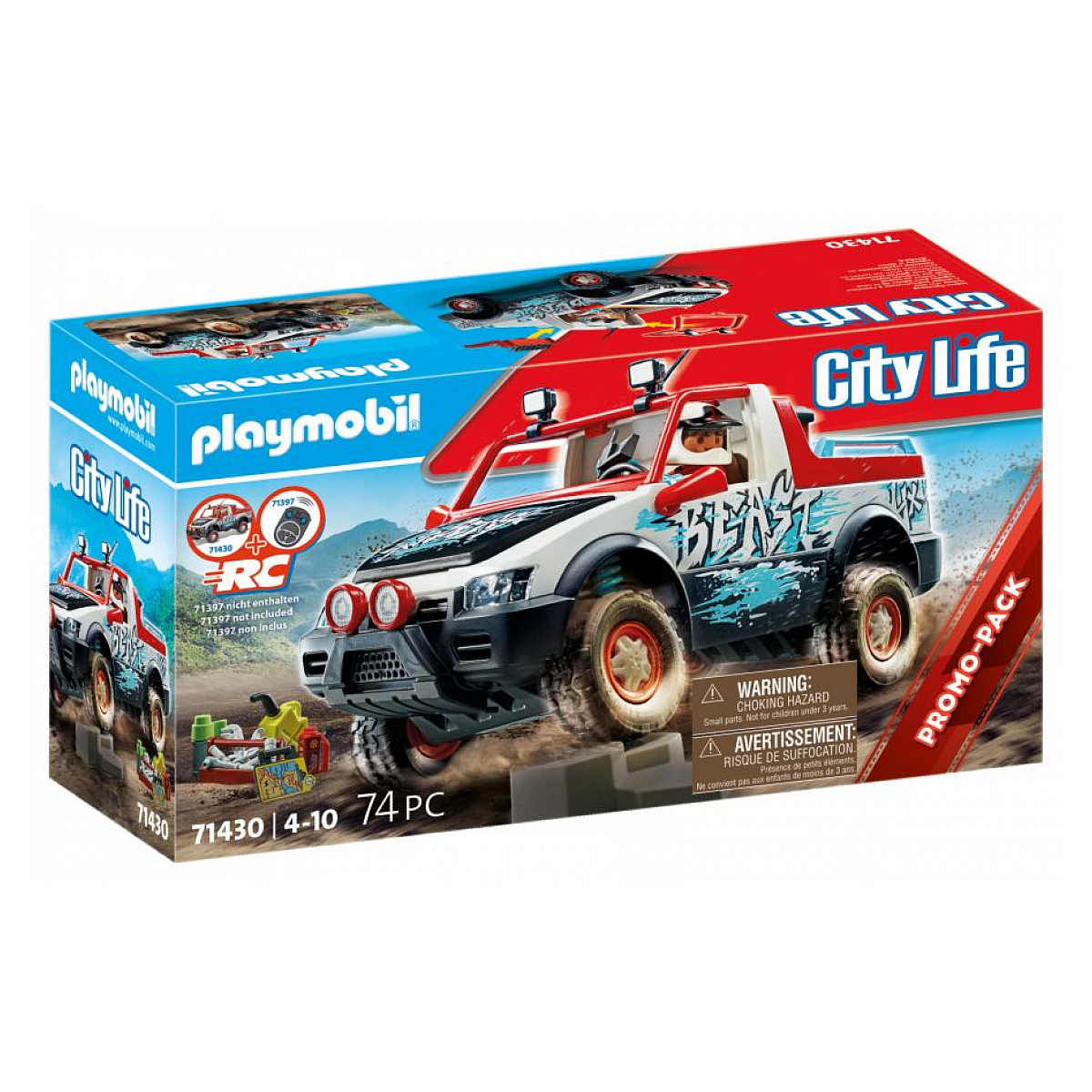 71430 Voiture de rallye et pilote multicolore, PLAYMOBIL