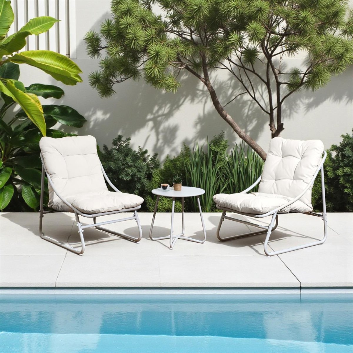 Salon de jardin en acier 2 places ANTIBES beige, THE HOME DECO FACTORY