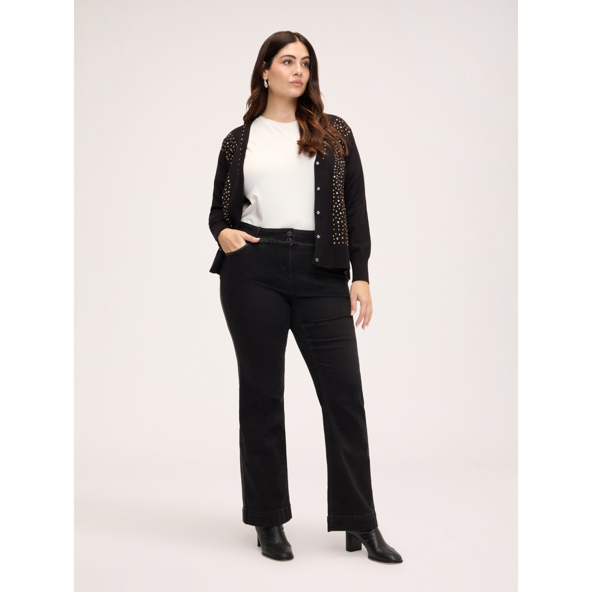 Jean bootcut délavage rinse foncé noir, FIORELLA RUBINO
