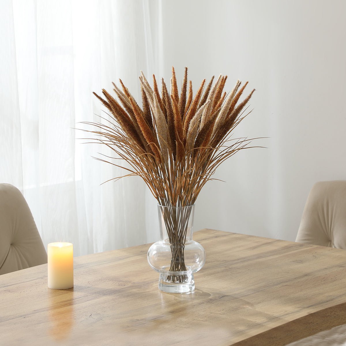 Bouquet de pampa 7 tiges artificielle H50 marron, SIA DECO