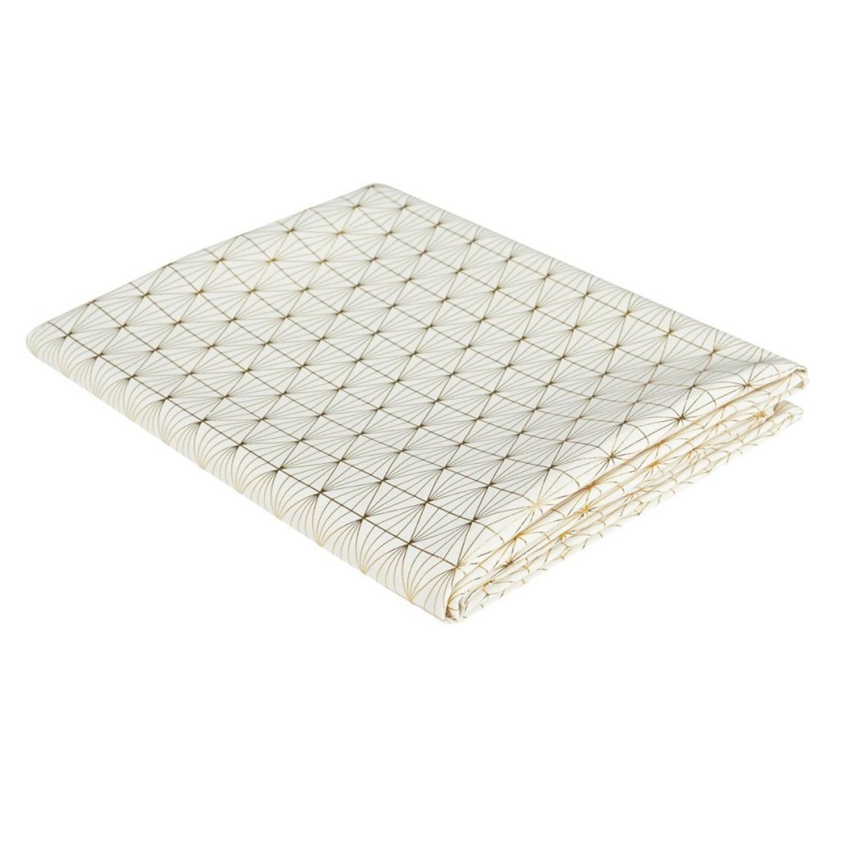 Nappe Motif Géométrique Doré 140x250 blanc, DECORATIE