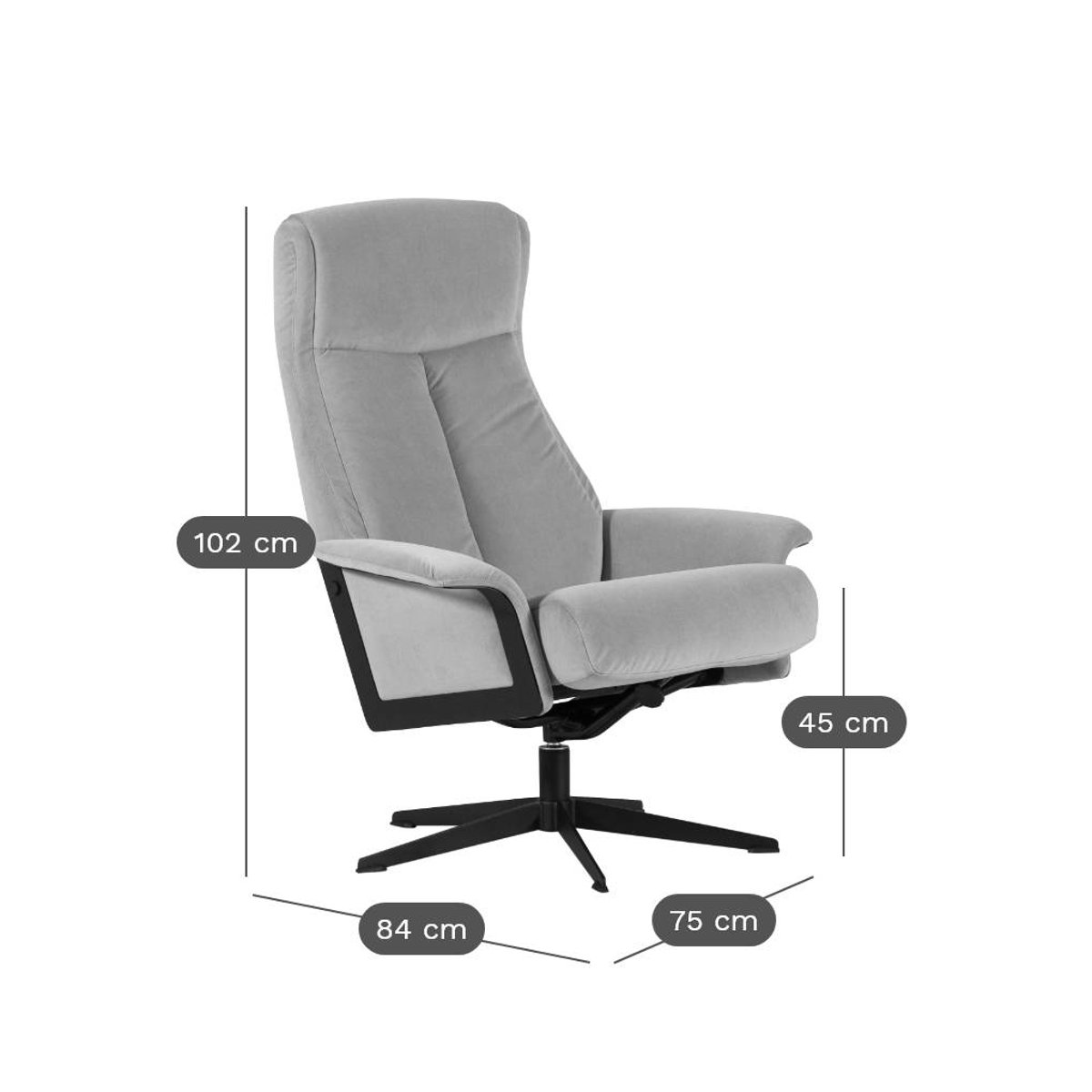 Fauteuil relax cuir - EVAN noir, CAMIF