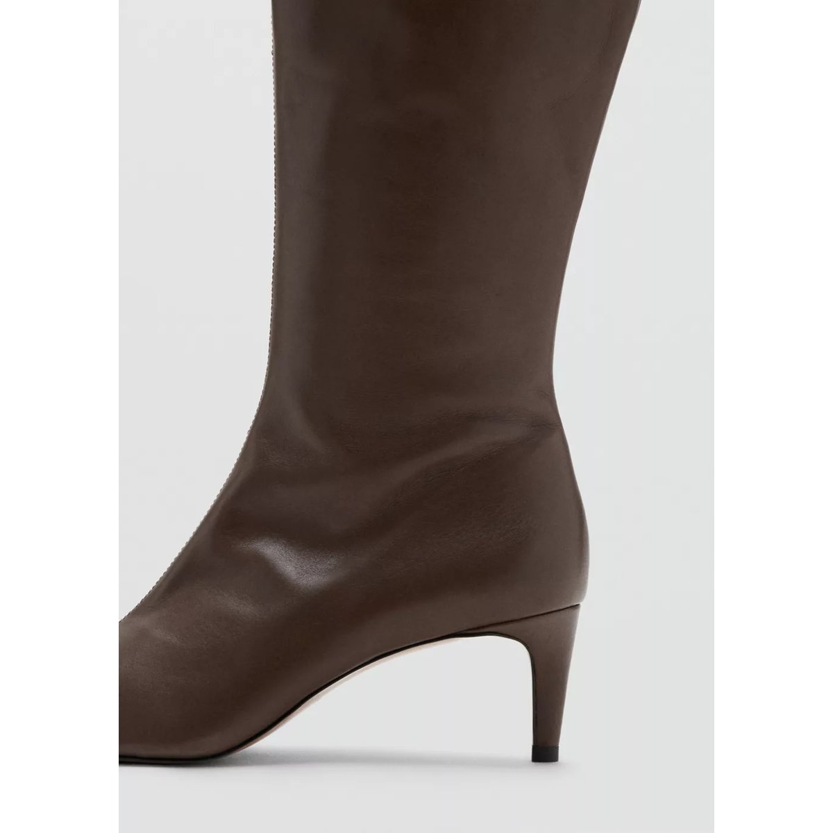 Bottines à talons kitten en cuir kaki, MANGO