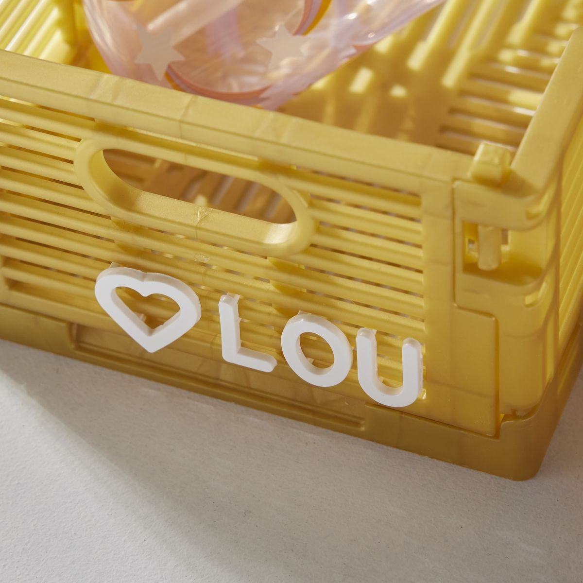 Caisse pliable en plastique LA TETE DANS LES NUAGES ocre, FACTORY