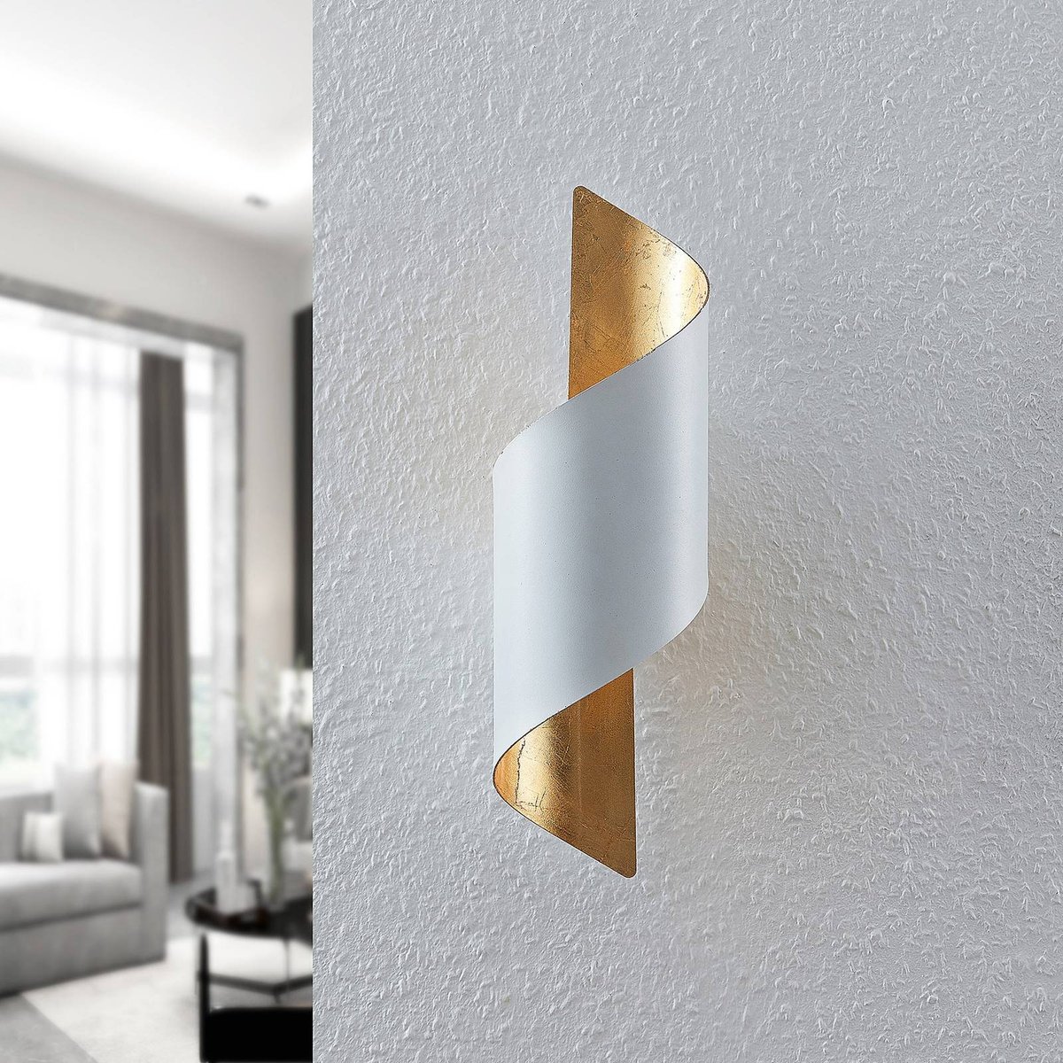 Applique en métal moderne, Desirio blanc, or, LINDBY