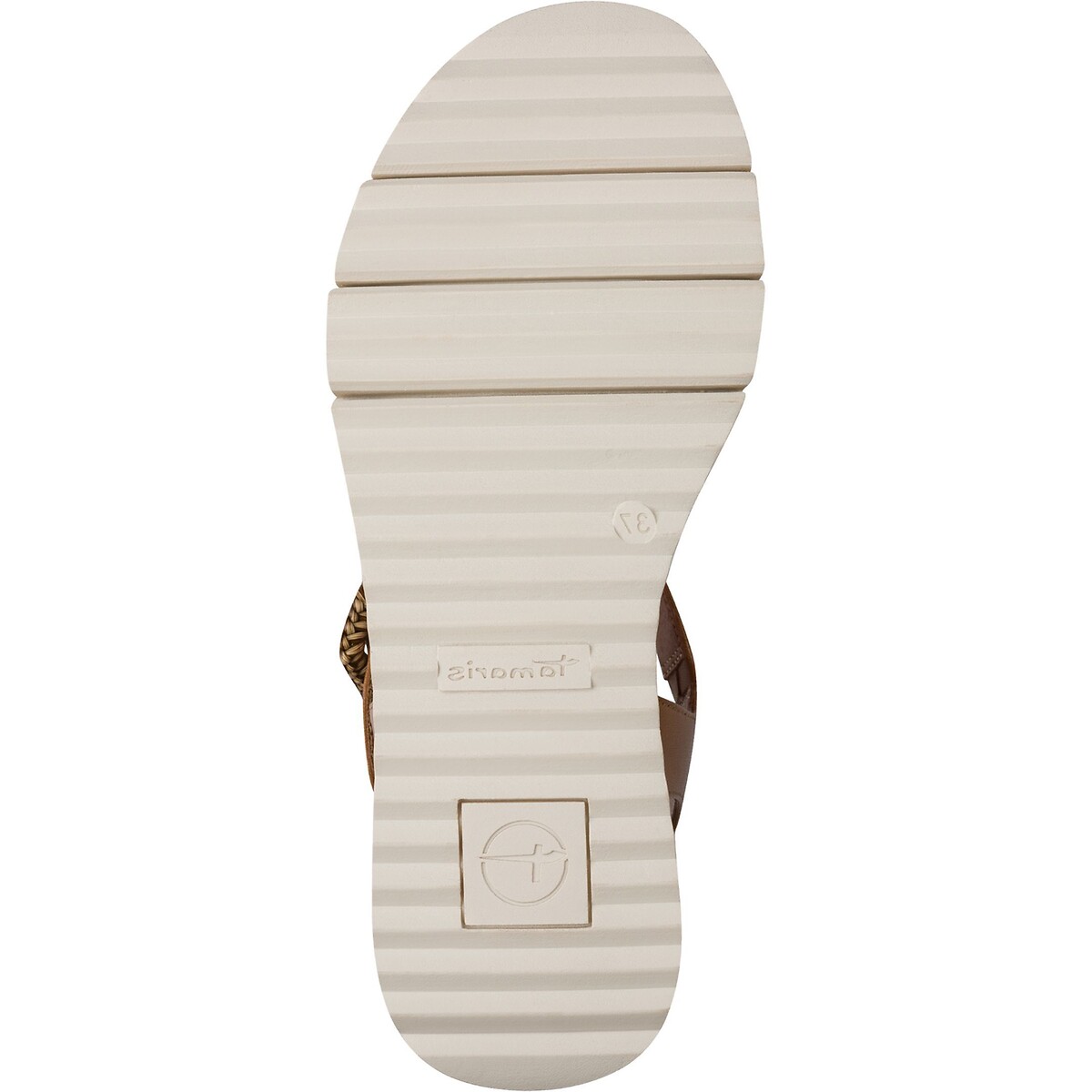 Leather Wedge Sandals cognac, TAMARIS