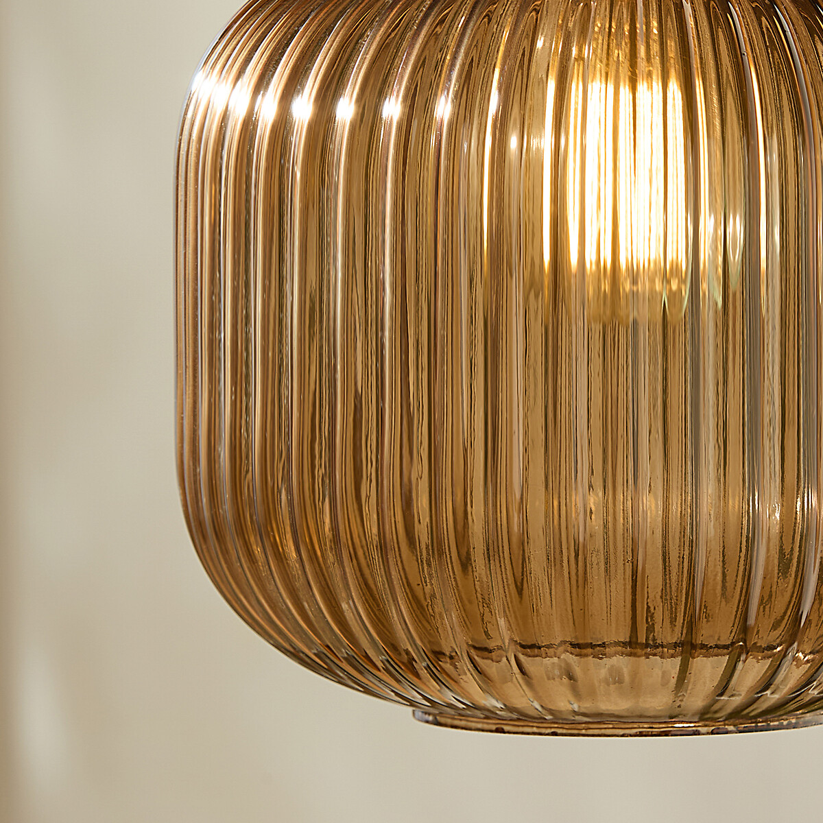 MADE.COM Briz Ribbed Glass Easyfit Pendant Light Shade amber, MADE