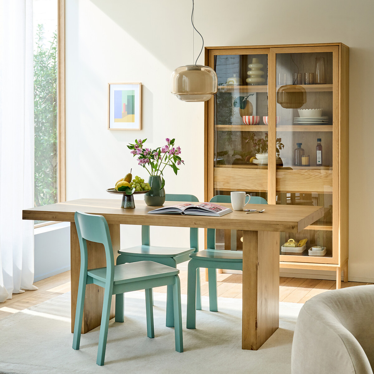 Table de repas fixe en pin massif, 4 à 6 couverts, MALU pin ciré, LA REDOUTE INTERIEURS