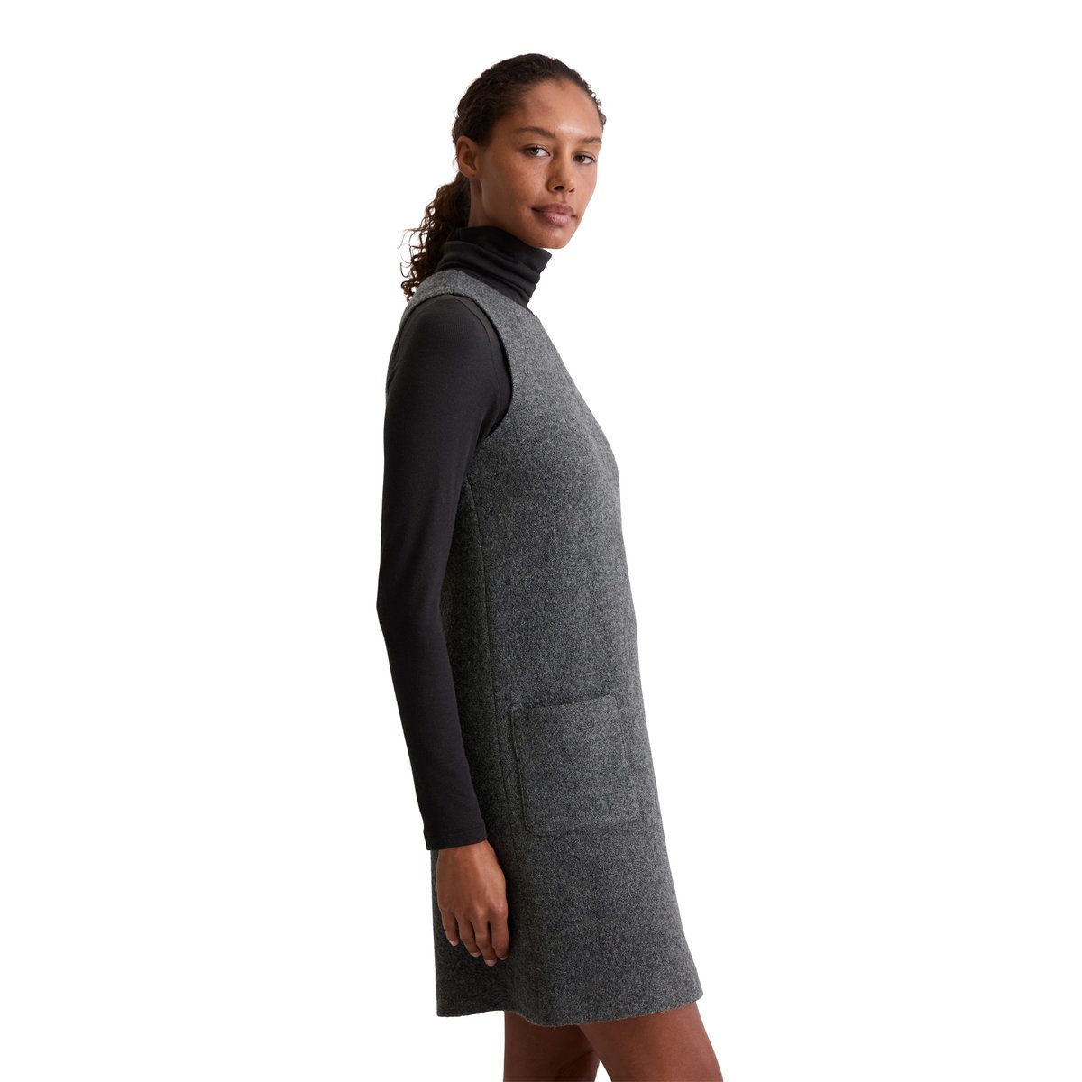Mini-robe droite en laine bouillie gris foncé, MARC O'POLO