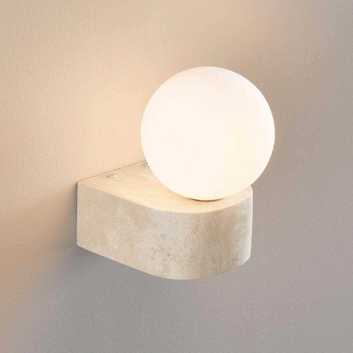 Applique pierre naturelle et verre - ORIANE beige et blanc, KOSILUM