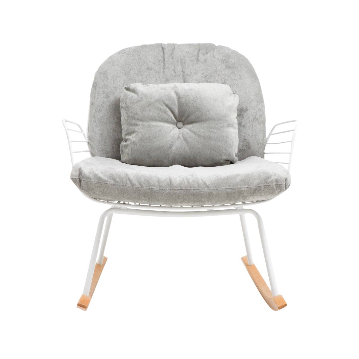 Rocking chair en métal et tissu ETHAN gris, MADE IN MEUBLES