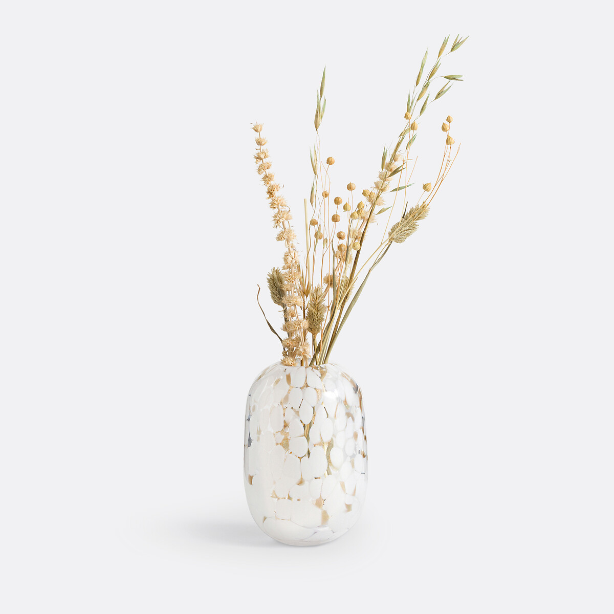 Jarrón de cristal moteado H15 cm, Miaro blanco/dorado, LA REDOUTE INTERIEURS