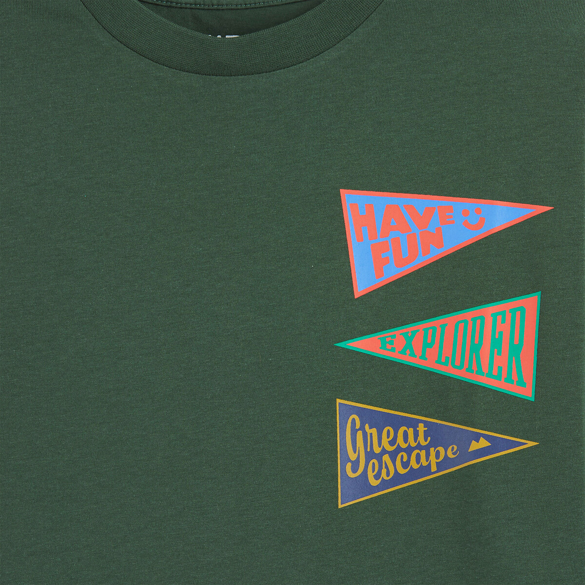 T-Shirt mit Rundhalsausschnitt, langen Ärmeln, Wimpelaufdruck grün, LA REDOUTE COLLECTIONS
