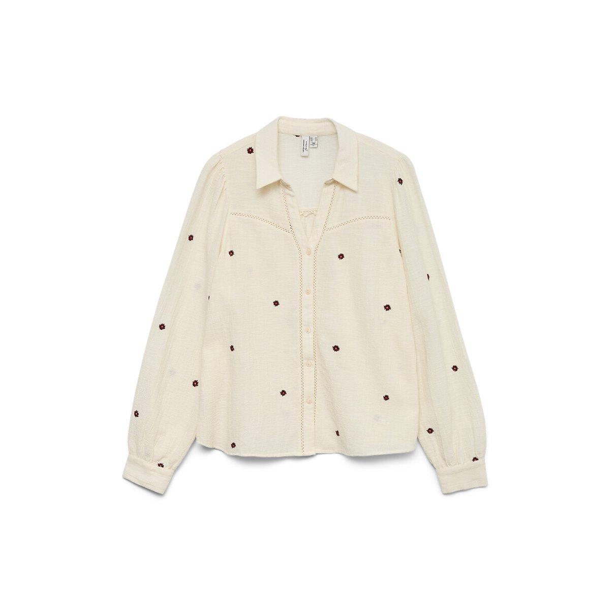 Chemisier manches longues avec fleurs ecru, VERO MODA