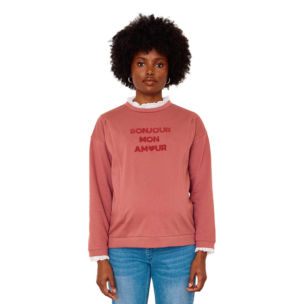 Sweat de grossesse et d'allaitement vieux rose, VERTBAUDET