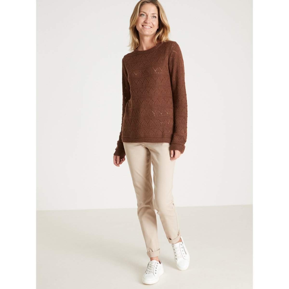 Pull avec laine et alpaga marron, DAXON