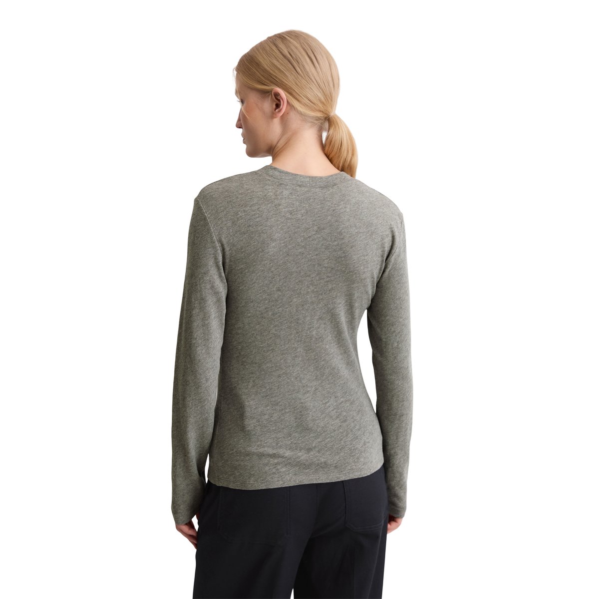 DfC Longsleeve regular en jersey slub gris, MARC O'POLO