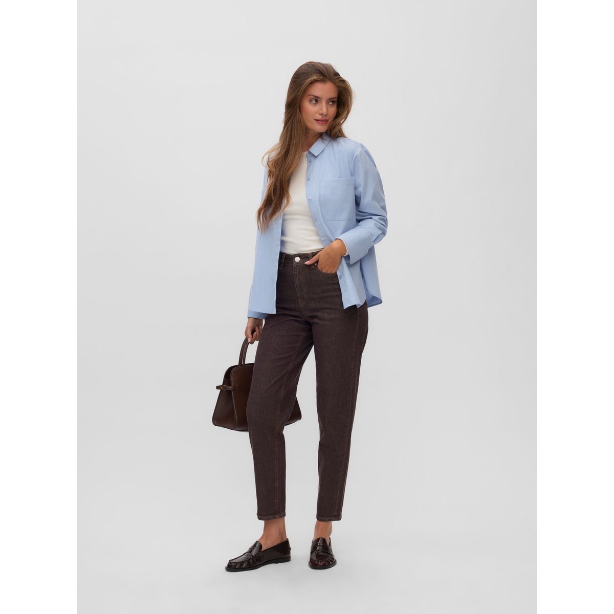 Jean À Coupe Large marron - brown denim, VERO MODA